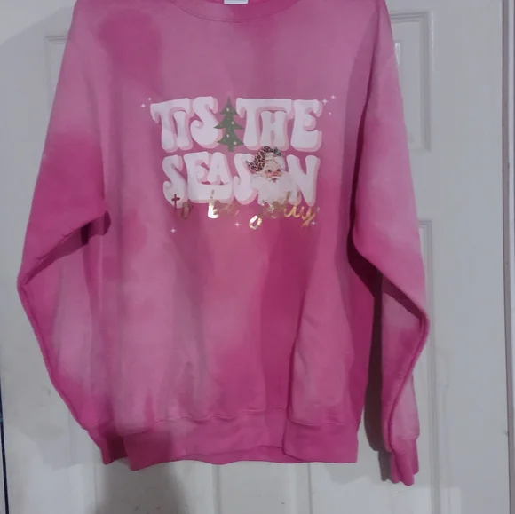 Pink size medium Christmas sweatshirt Tis the season to be jolly - Picture 2 of 7